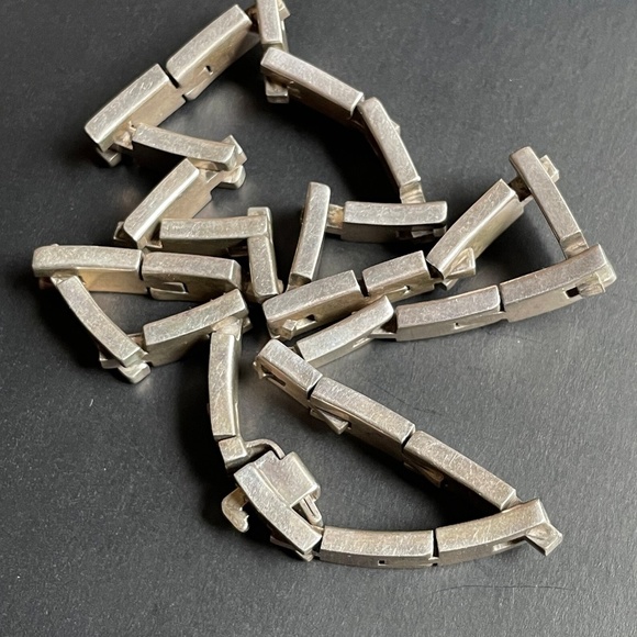 Modern Style 16” Sterling Silver Link Collar Necklace 137 Grams - Picture 7 of 8